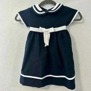 Bonnie‎ Jean Navy White Sailor Dress Bow Nautical Toddler Kids Size 3T